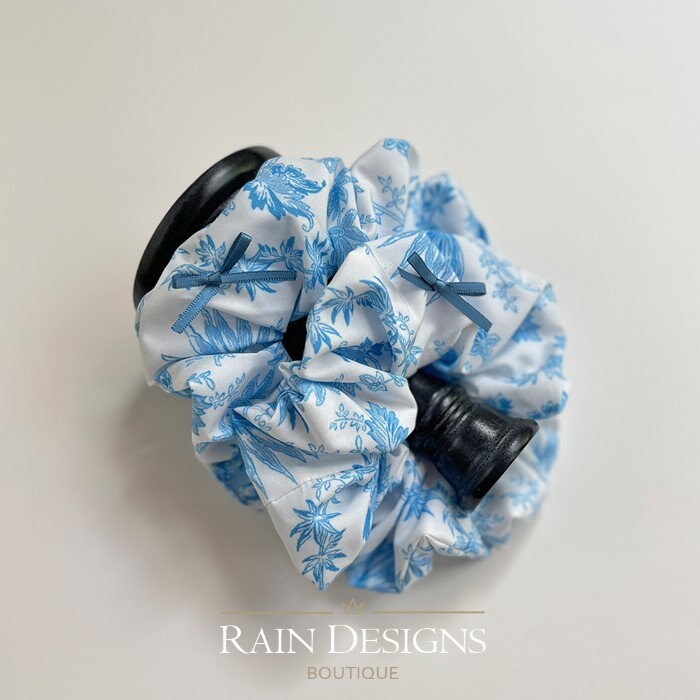 Coconut Leaf Printed Cotton Scrunchie Hair Tie