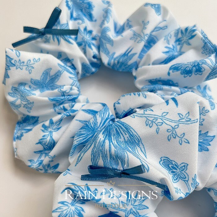 Coconut Leaf Printed Cotton Scrunchie Hair Tie