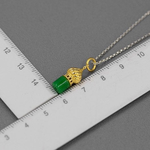 Jade Dome Necklace 18K Gold Plated Sterling Silver Dome Necklace
