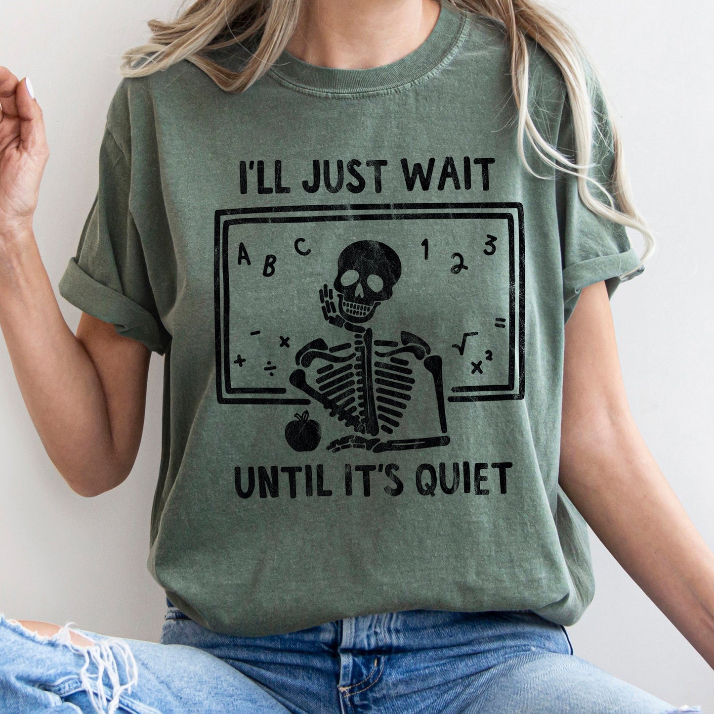 Retro Halloween Comfort Colors Teacher Tshirt I'll Just Wait Until It's Quite