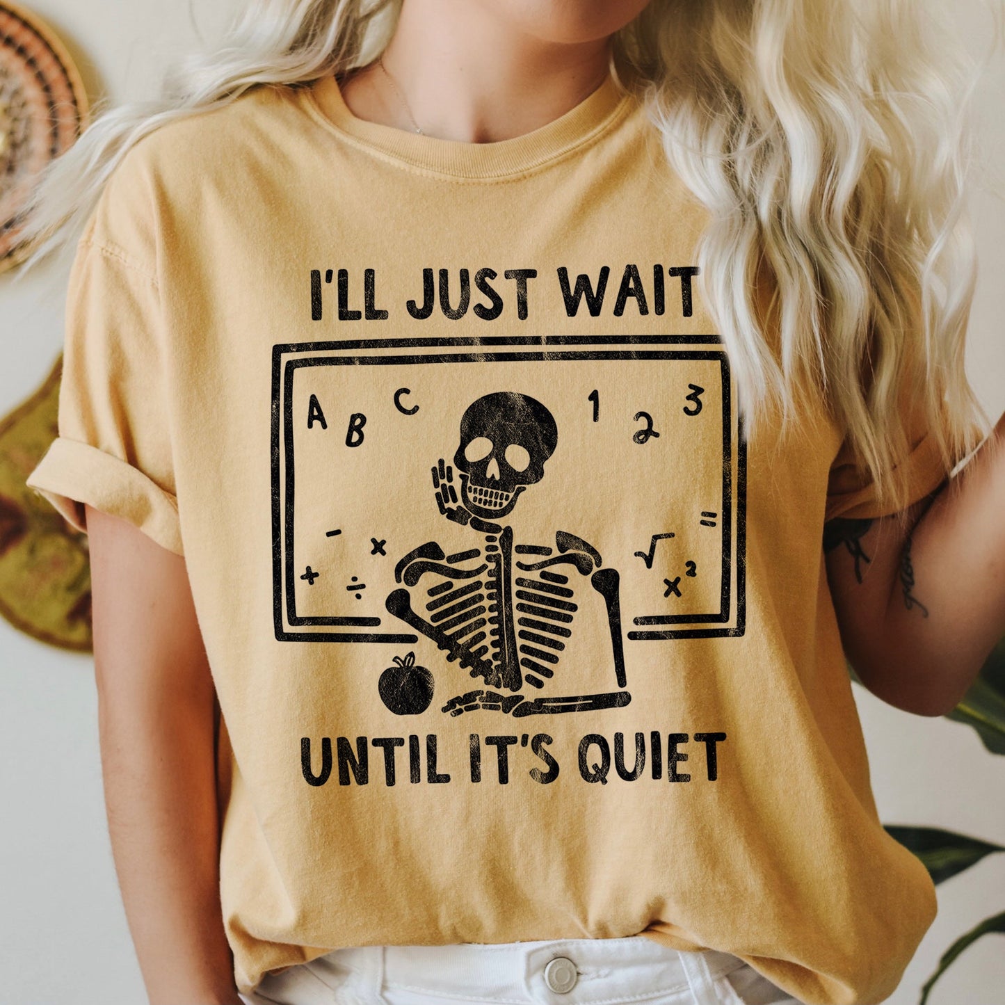 Retro Halloween Comfort Colors Teacher Tshirt I'll Just Wait Until It's Quite