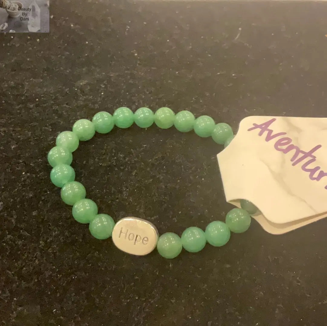 Aventurine 8mm Beads Bracelet with Stainless Steel Spacer Hope Bracelet