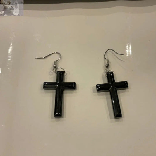 Hematite Hypoallergenic Cross Earrings Stylish Jewelry