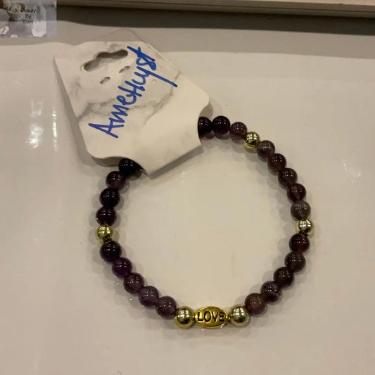 Amethyst Love Bracelet with Stainless Steel Spacer Jewelry