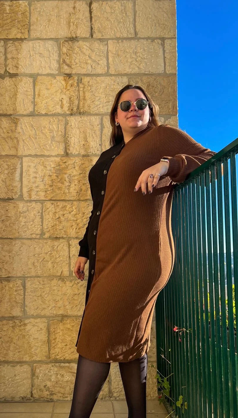 Plus Size Trendy Two Tone Button Down Dress The Trendy Dress