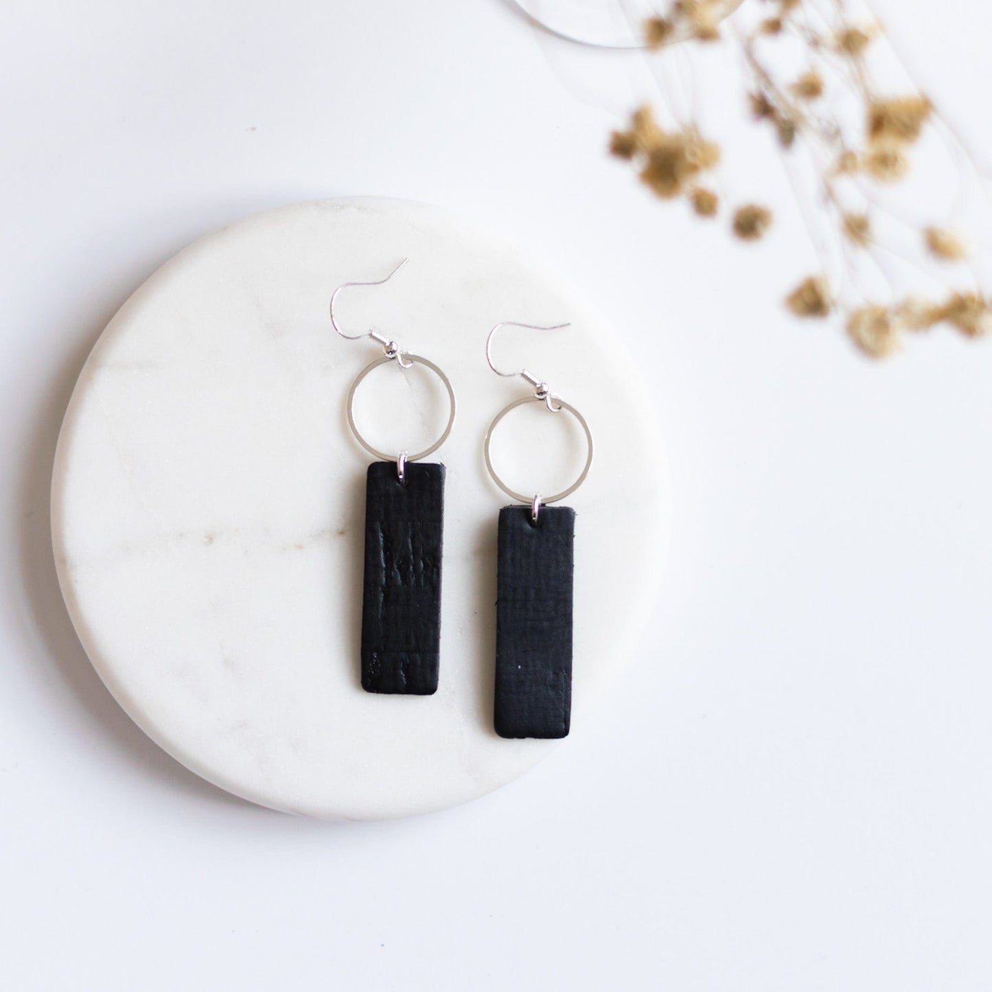 Matte Black Lightweight Earrings Handmade Mia by Sela Designs