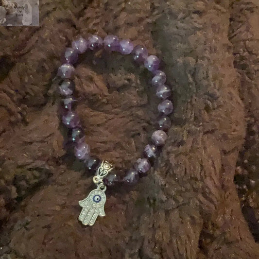 Amethyst 8mm Hamsa Bracelet Beauty by Dani