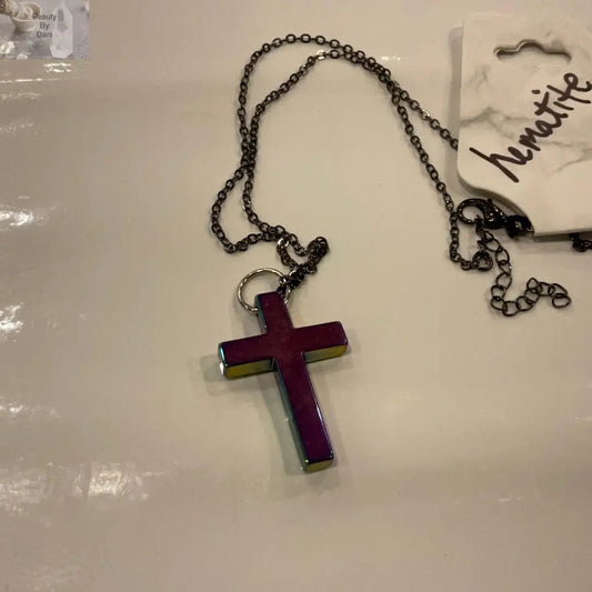 Hematite Grounding Cross Pendant Necklace