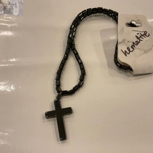 Hematite Cross Necklace Stylish Durable Jewelry Beauty by Dani