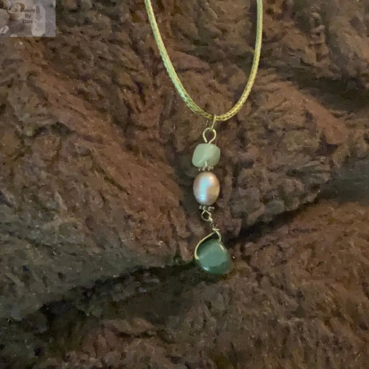 Aventurine Green Necklace & Earrings Set Beauty by Dani