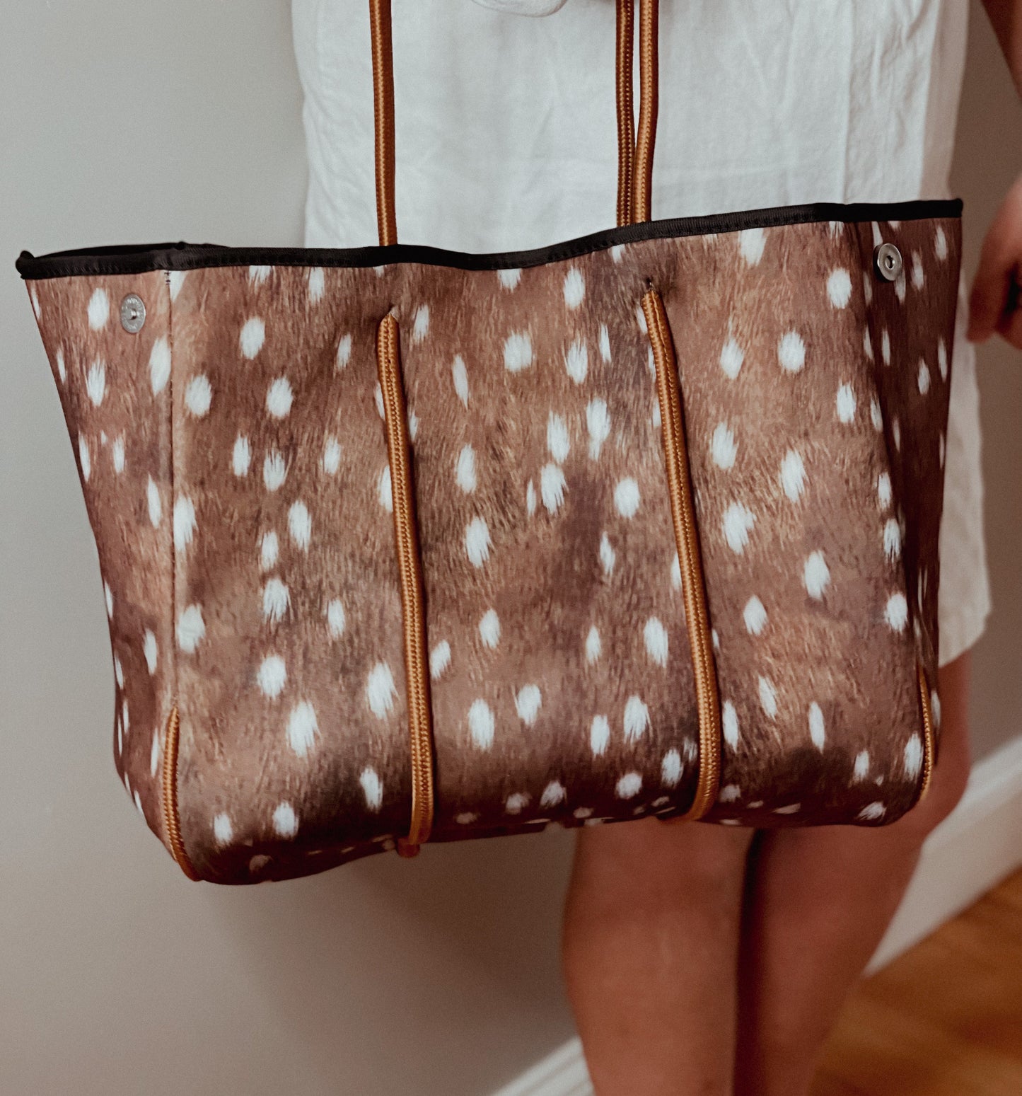 Neoprene Brown Fawn Tote Bag The Aniella by Babs+Birdie