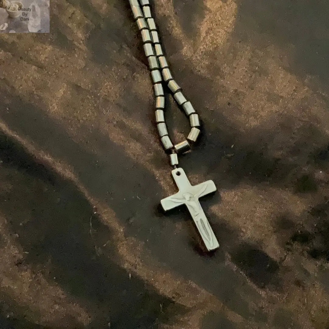 Hematite Cross Necklace Stylish Durable Jewelry Beauty by Dani