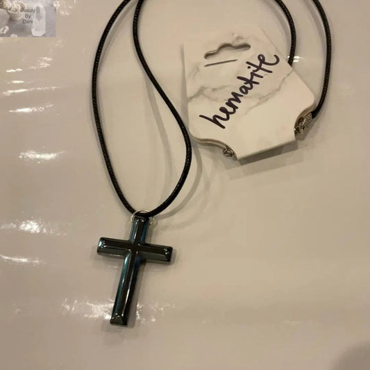 Hematite Confidence Cross Necklace Jewelry Beauty by Dani