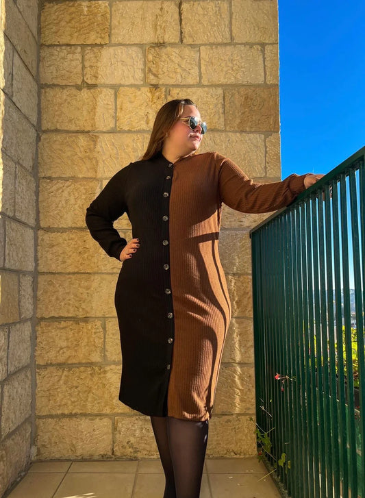 Plus Size Trendy Two Tone Button Down Dress The Trendy Dress