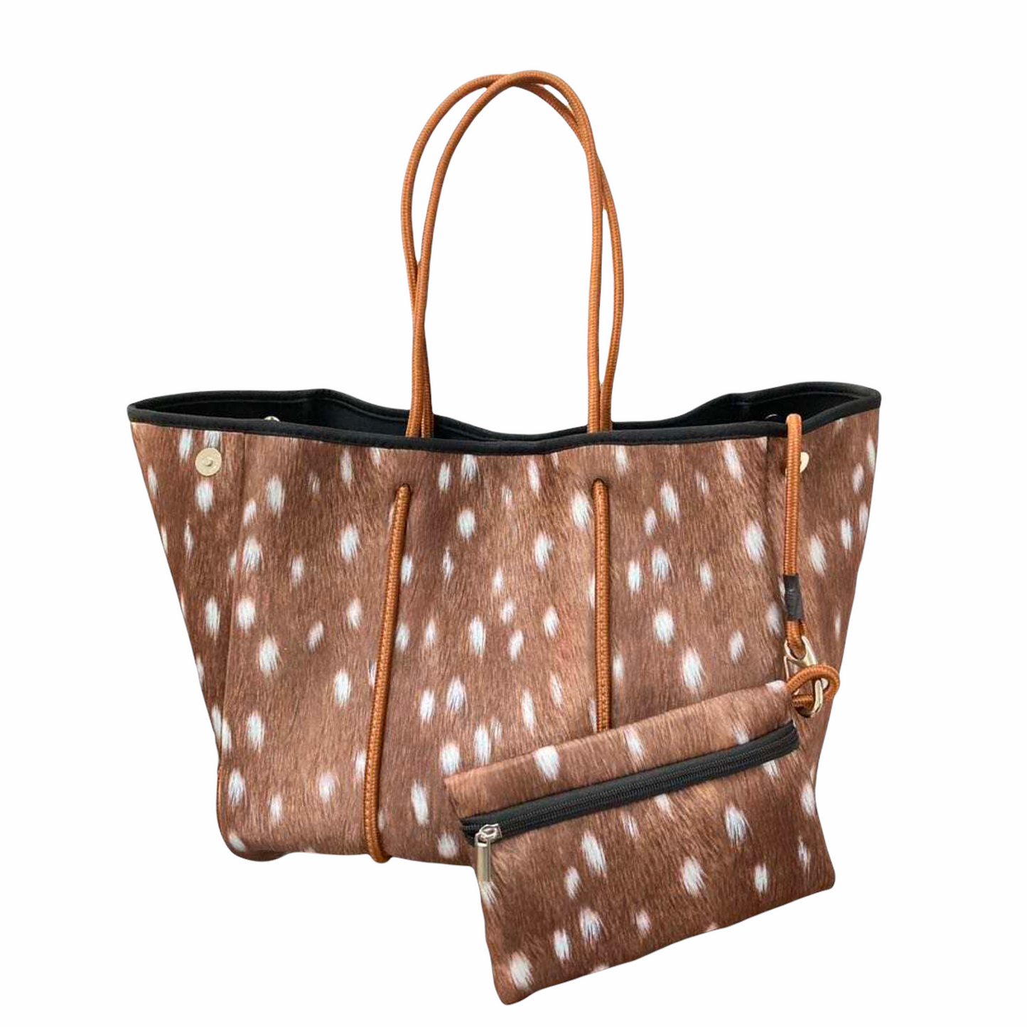 Neoprene Brown Fawn Tote Bag The Aniella by Babs+Birdie