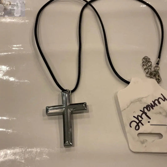Hematite Confidence Cross Necklace Jewelry by Beauty by Dani