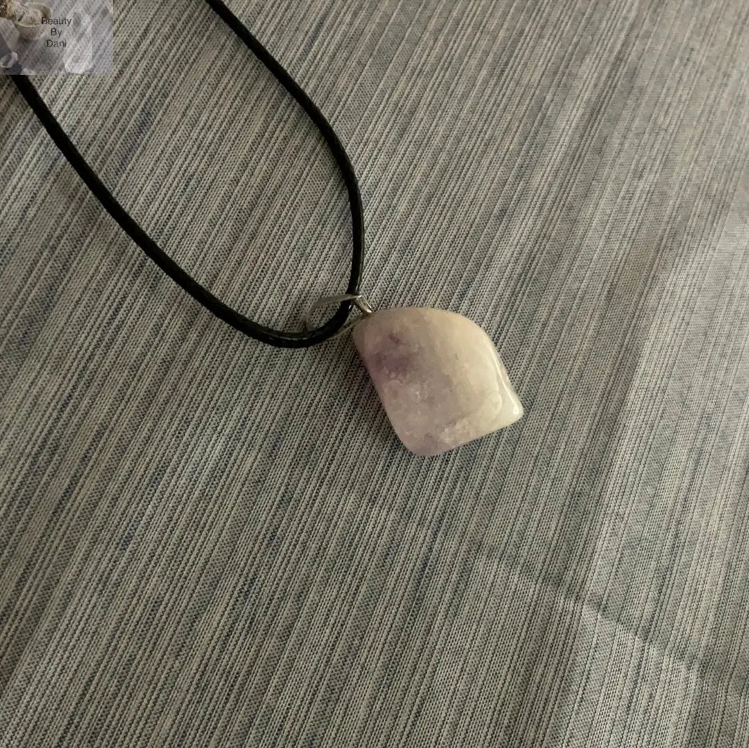 Natural Amethyst Pendant Leather Cord Necklace