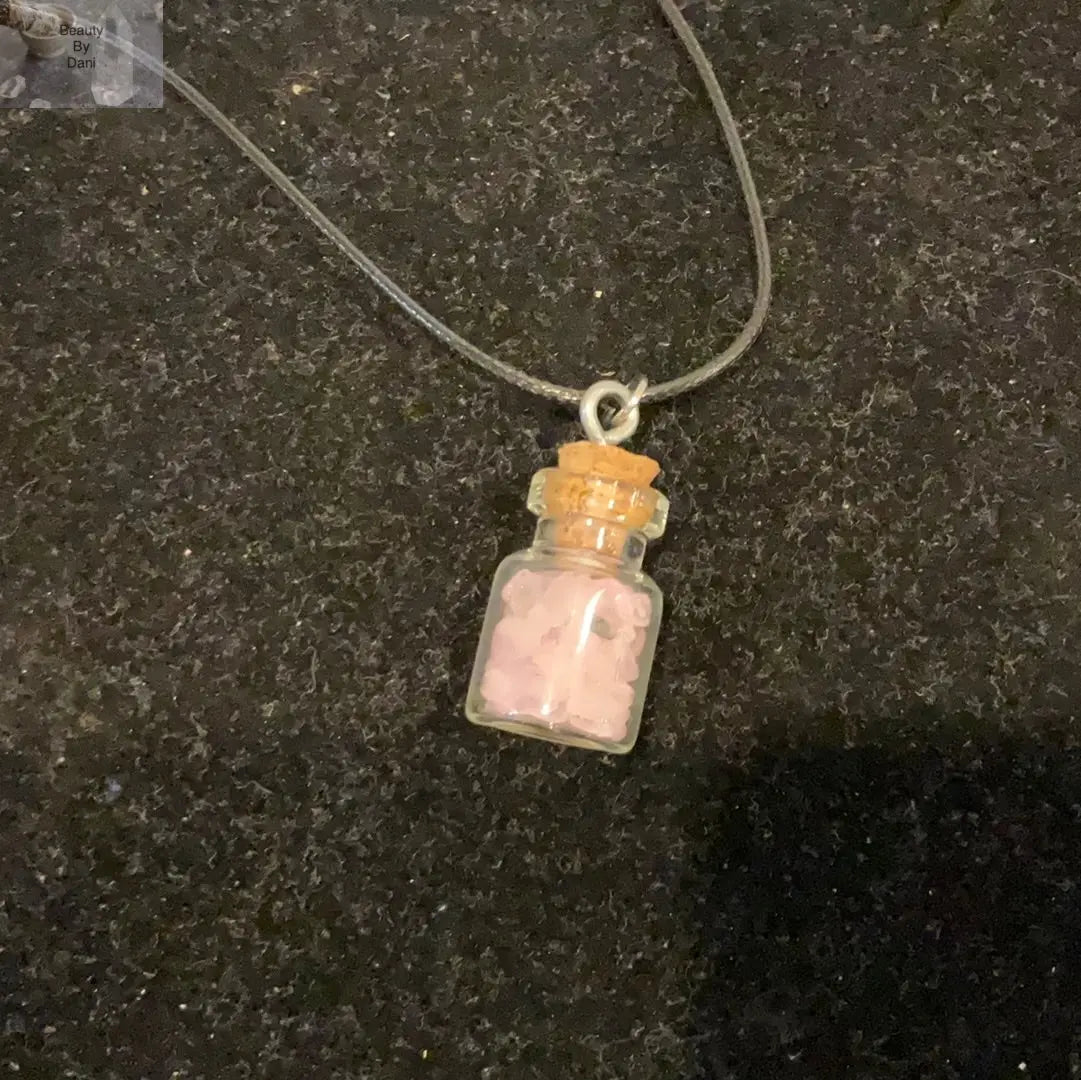 Rose Quartz Healing Necklace in a Bottle Elegant Jewelry Beauty by Dani