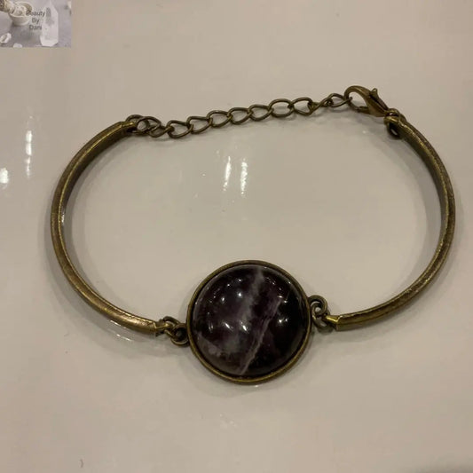 Amethyst Stainless Steel Setting Bracelet