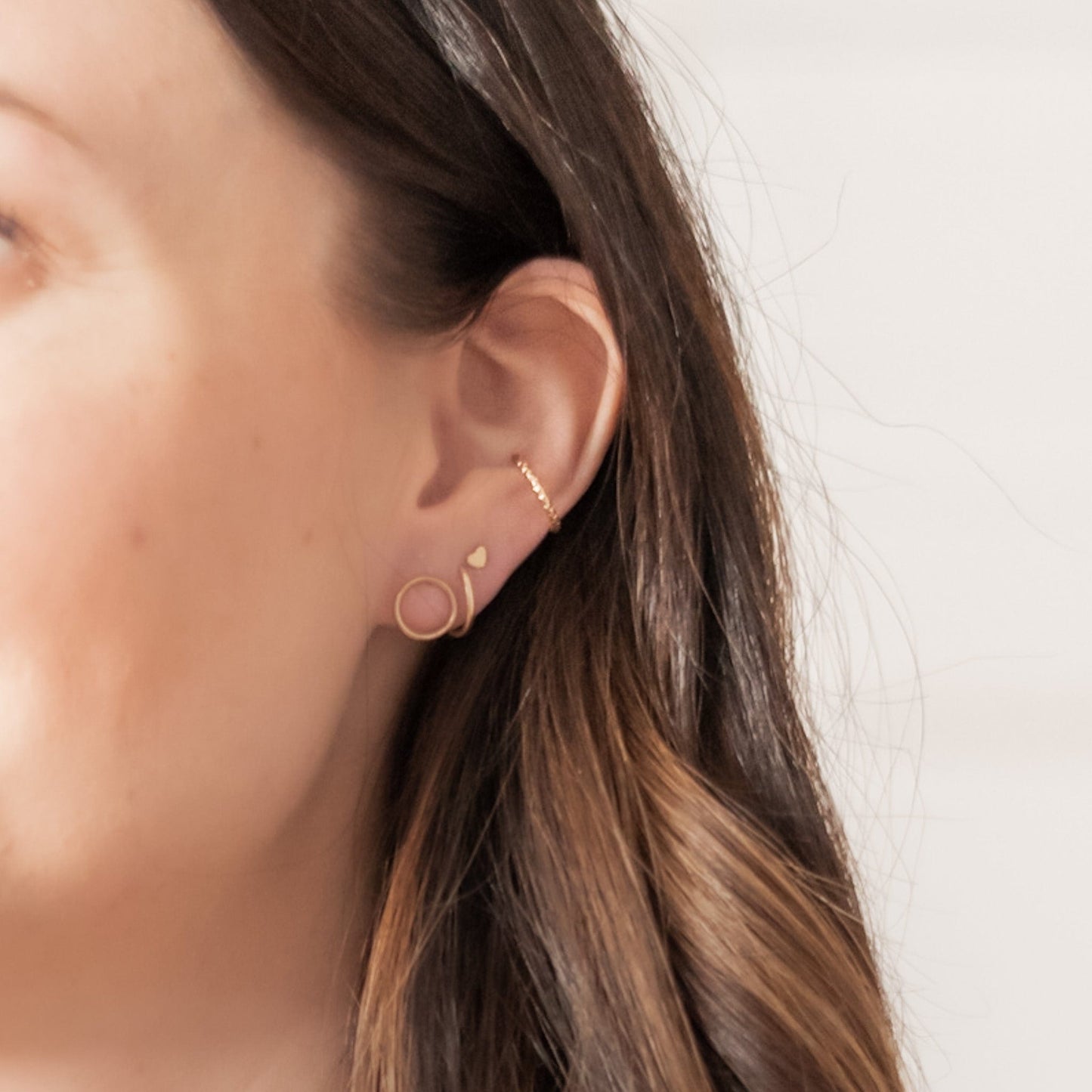 Mini Heart Stud Earrings 14K Gold Filled or Sterling Silver