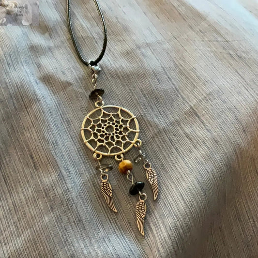 Smokey Quartz Dreamcatcher Necklace Unique Design Jewelry Beauty by Dani