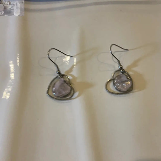 Rose Quartz Drop Earrings with Genuine Stones Jewelry