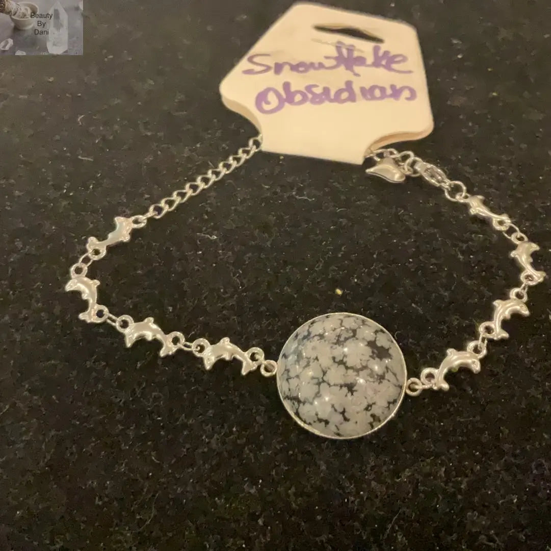 Snowflake Obsidian Adjustable Healing Bracelet by Beauty by Dani