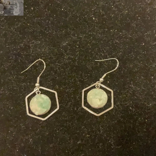 Aventurine Hexagon Earrings Natural Green Chips