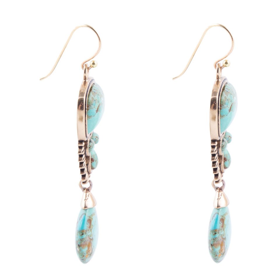 Blue Turquoise Golden Statement Earrings Imara