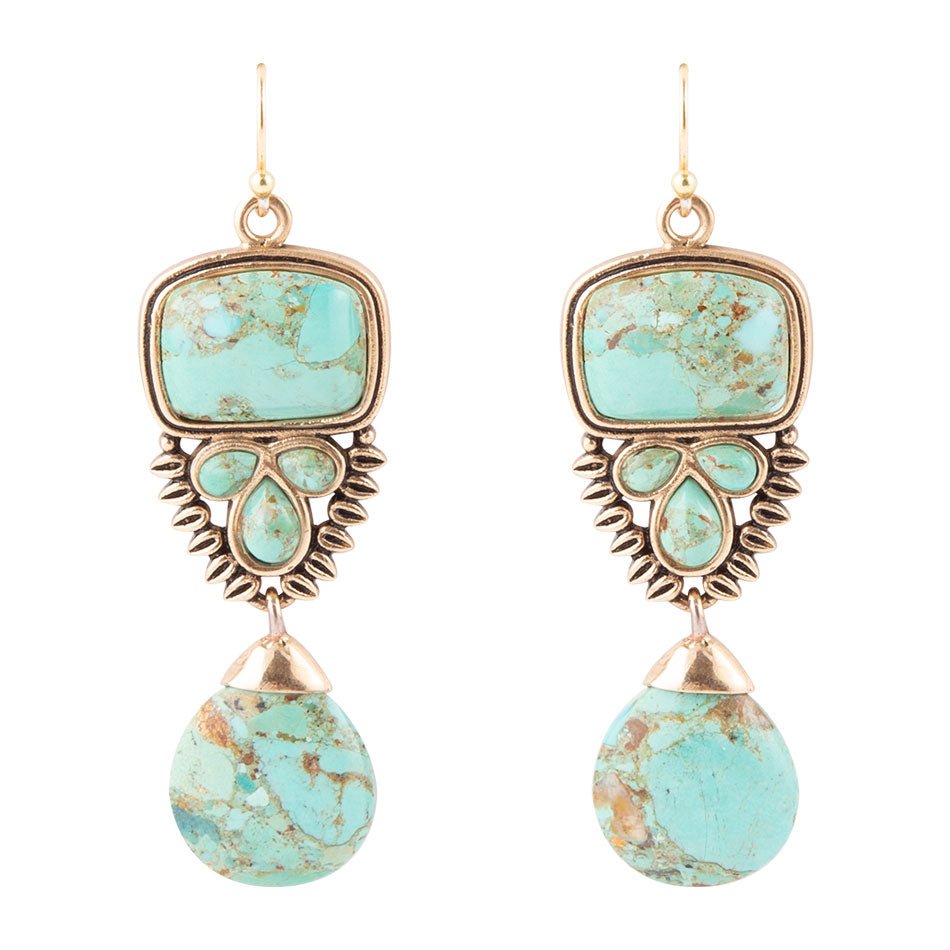 Blue Turquoise Golden Statement Earrings Imara