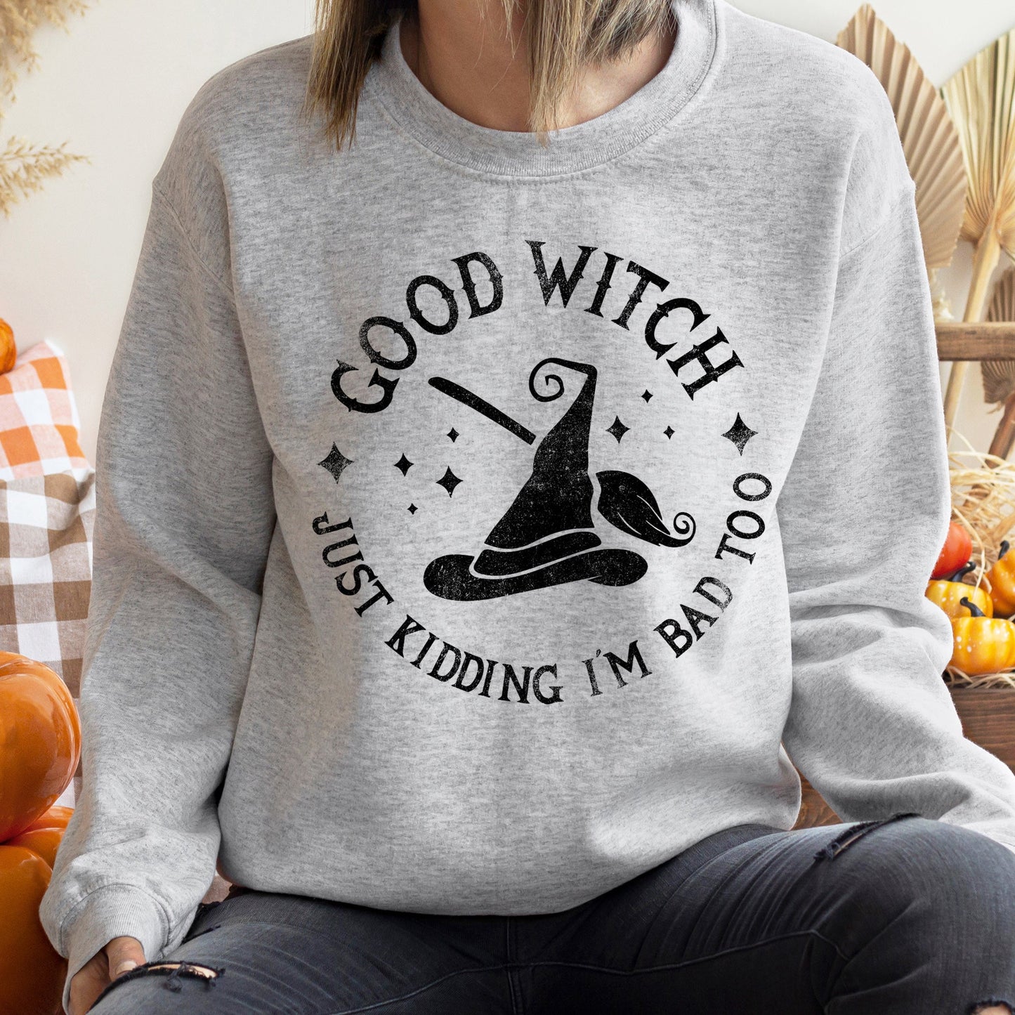 Good Witch Halloween Sweatshirt Soft Fleece Cotton Polyester Blend