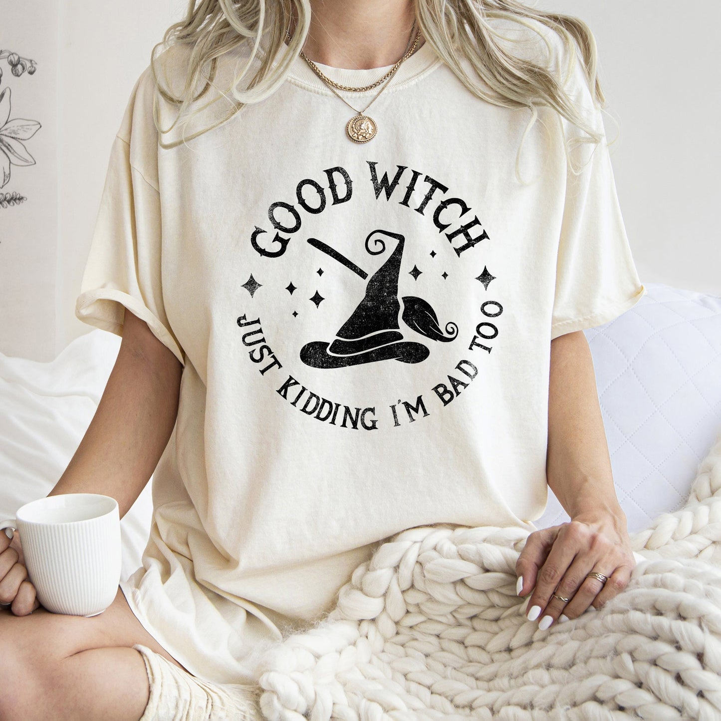 Retro Halloween Comfort Colors Tshirt Good Witch