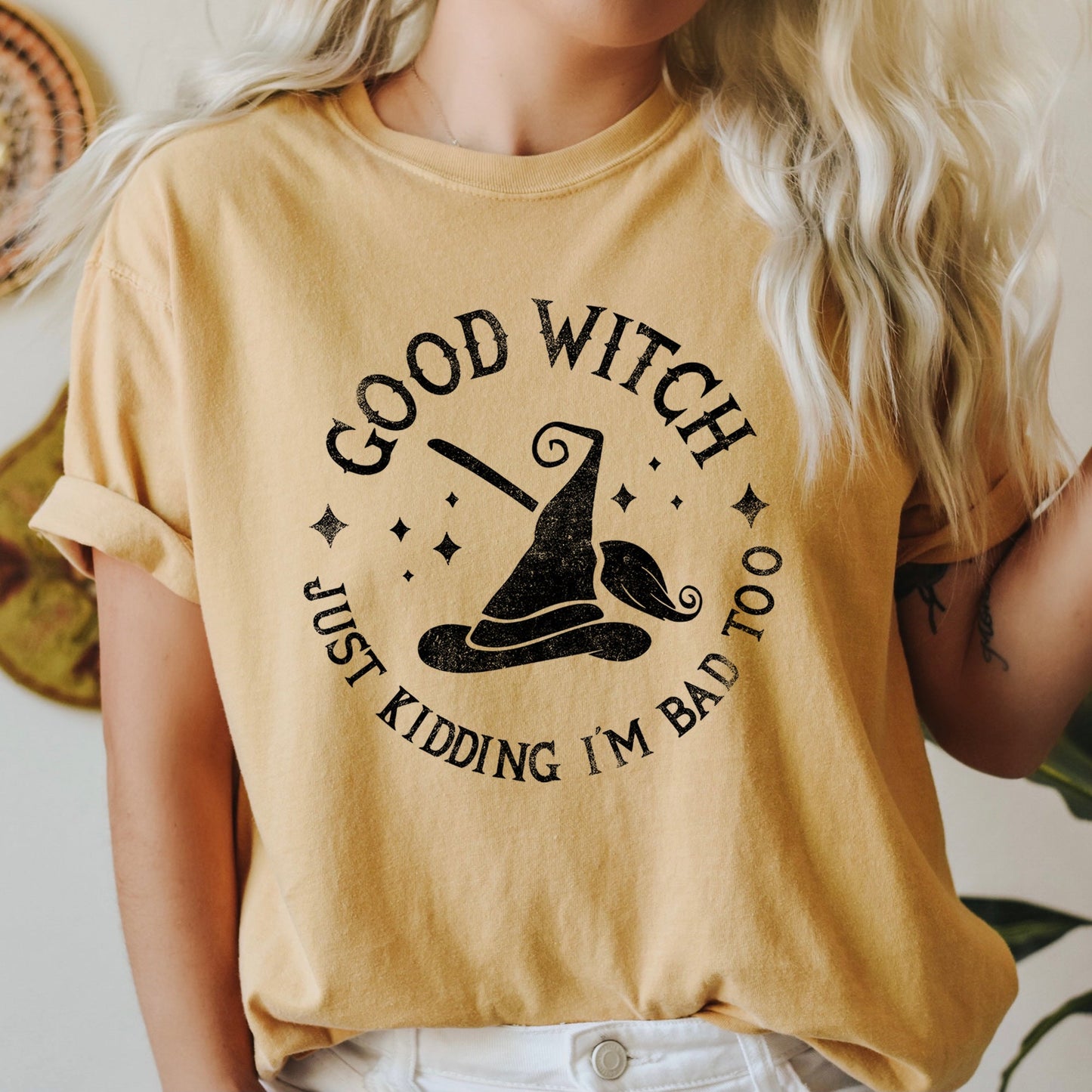 Retro Halloween Comfort Colors Tshirt Good Witch