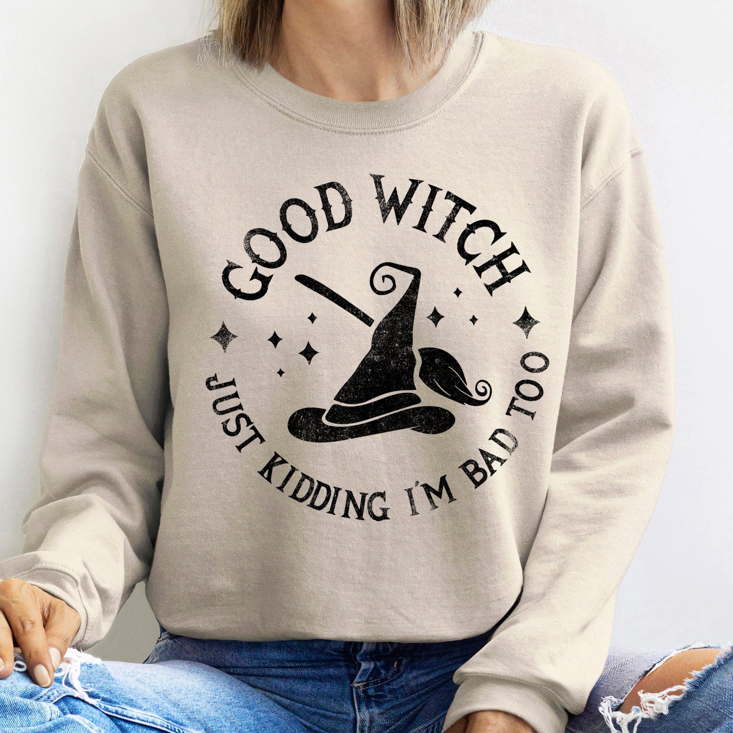 Good Witch Halloween Sweatshirt Soft Fleece Cotton Polyester Blend