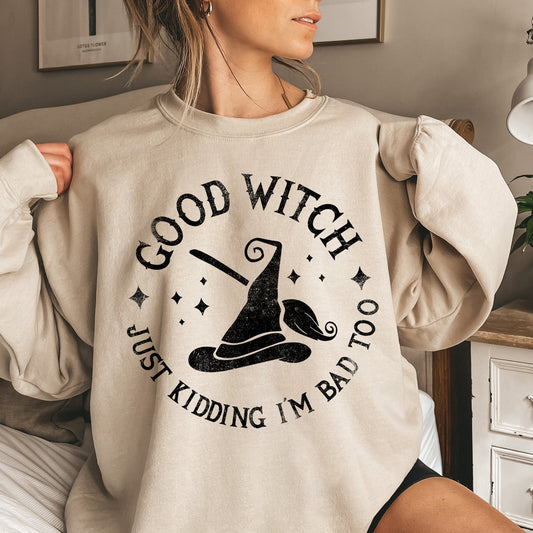 Good Witch Halloween Sweatshirt Soft Fleece Cotton Polyester Blend