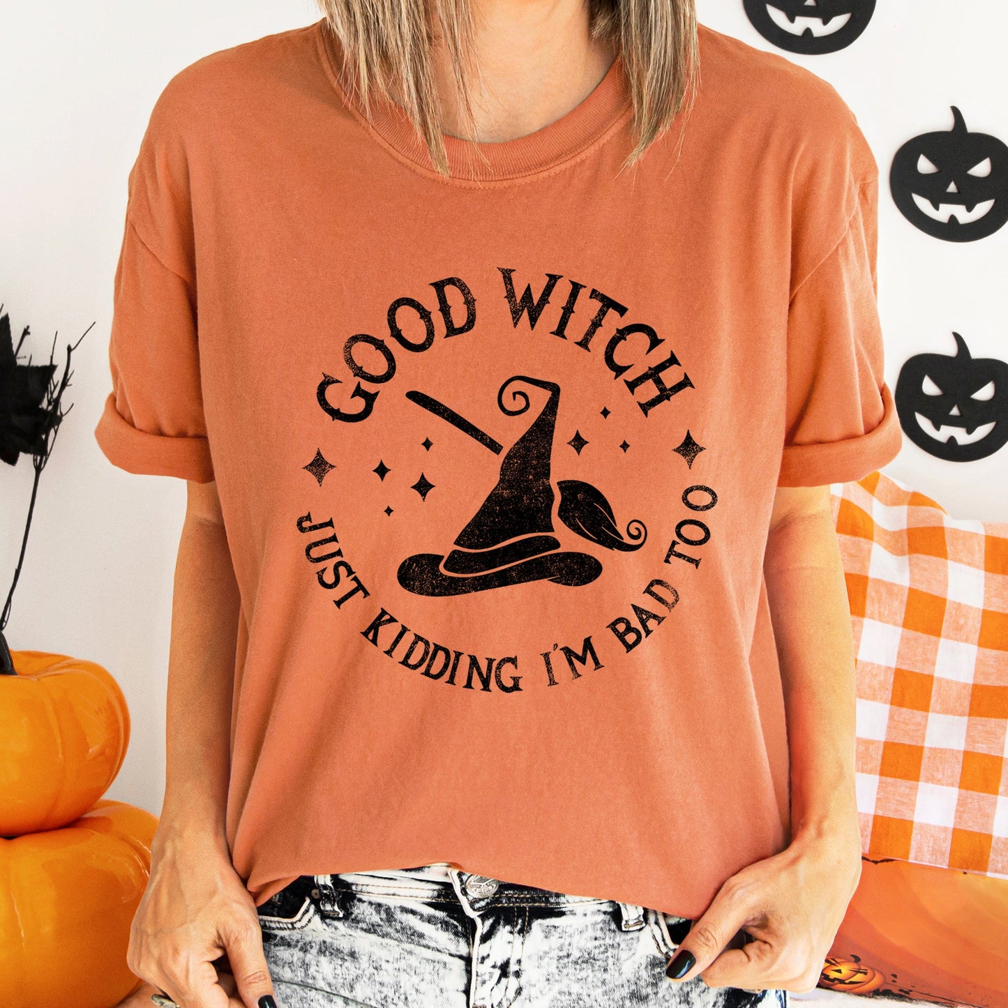 Retro Halloween Comfort Colors Tshirt Good Witch