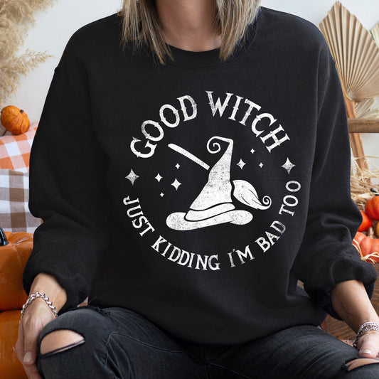 Good Witch Vintage Halloween Sweatshirt Soft Fleece Cotton/Polyester Blend