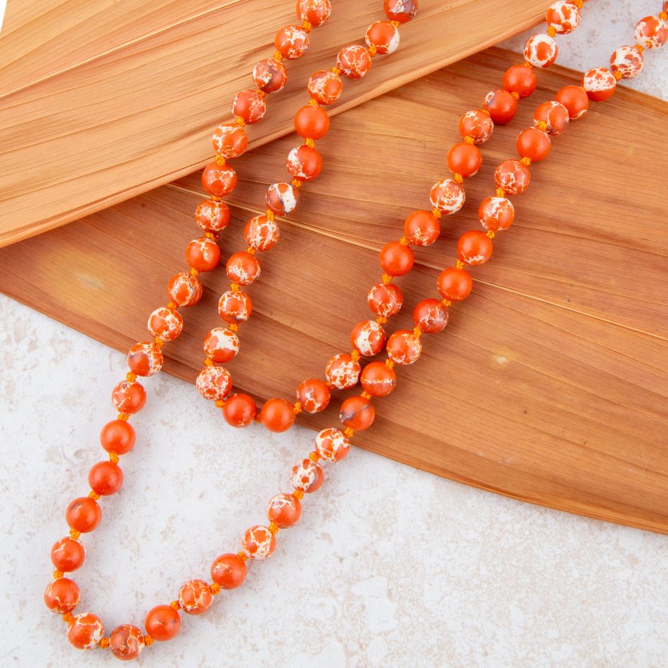 Immeasurable Bead Necklace - Polished Orange Jasper
