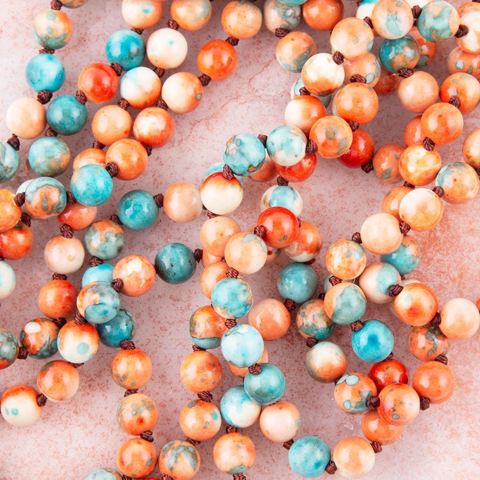 Immeasurable Orange and Blue Ocean Jade Necklace