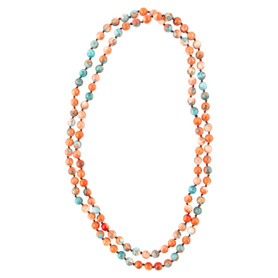Immeasurable Orange and Blue Ocean Jade Necklace