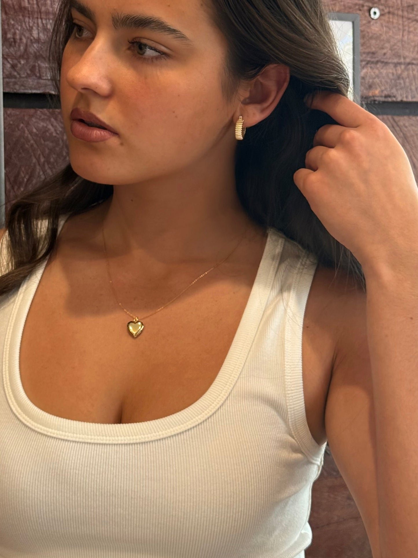 Gold Heart Locket Necklace 14k Gold over Brass Roxy