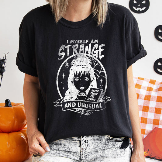 Retro Halloween Comfort Colors Tshirt I Myself Am Strange And Unusual