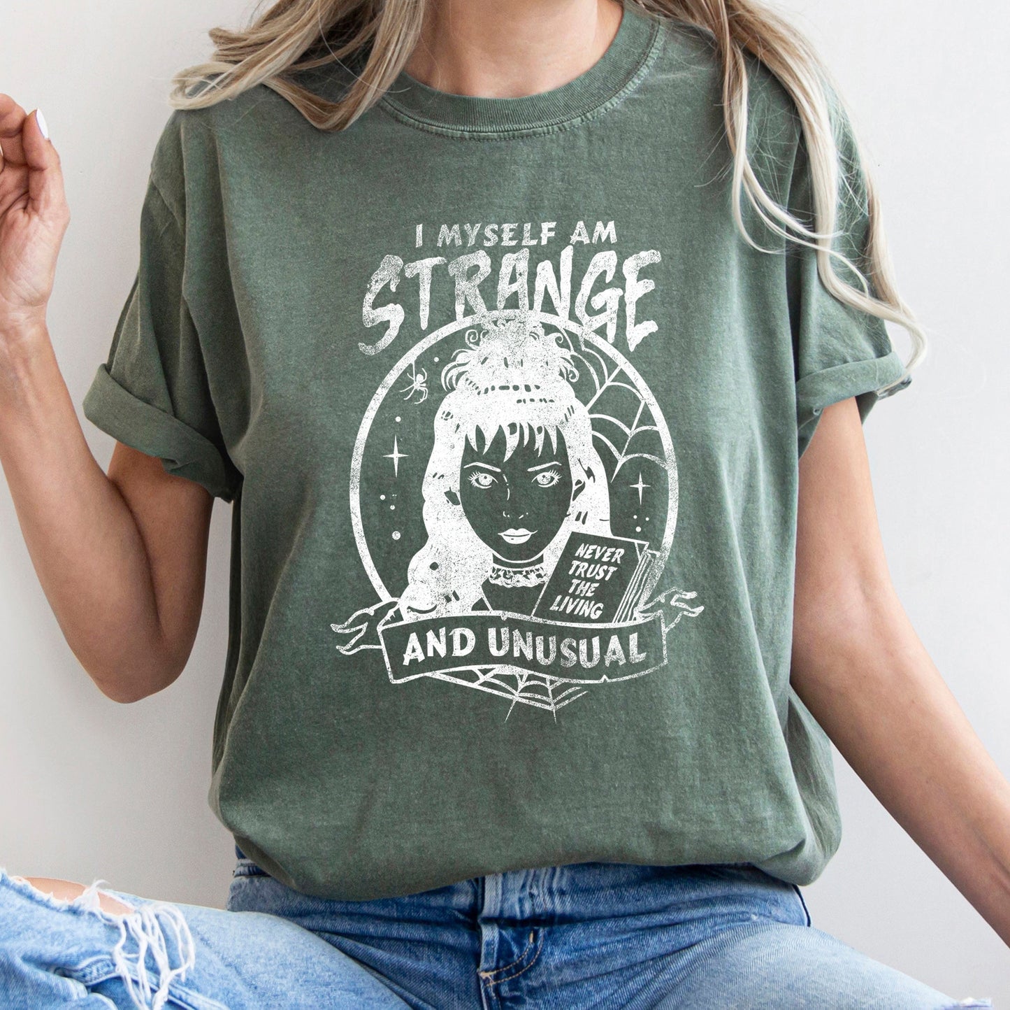 Retro Halloween Comfort Colors Tshirt I Myself Am Strange And Unusual