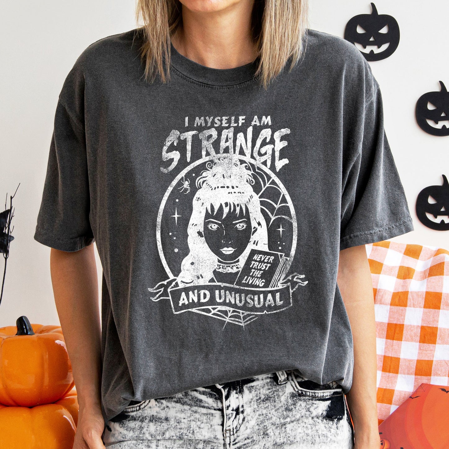 Retro Halloween Comfort Colors Tshirt I Myself Am Strange And Unusual