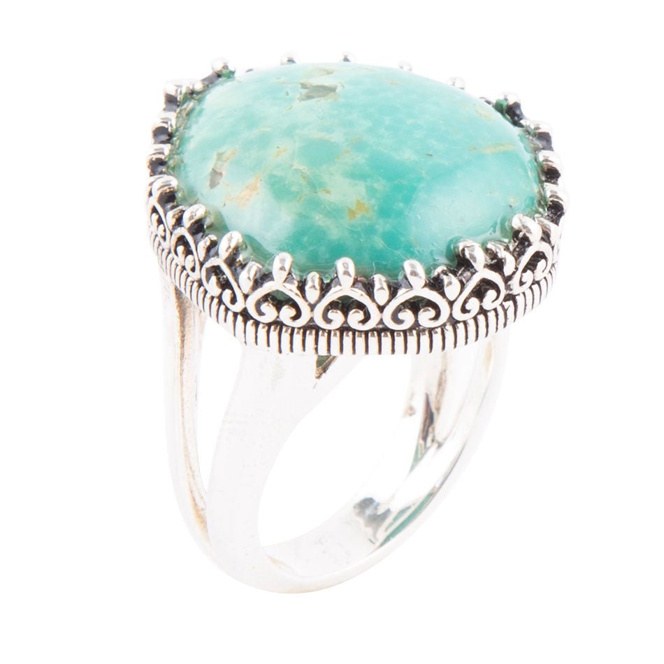 Green Turquoise Intricate Sterling Silver Ring