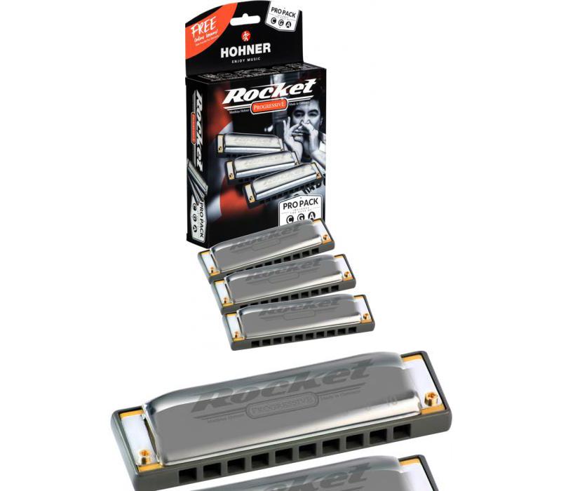 Hohner Rocket Pro Pack 3-piece Diatonic Harmonica Set Keys of C G A