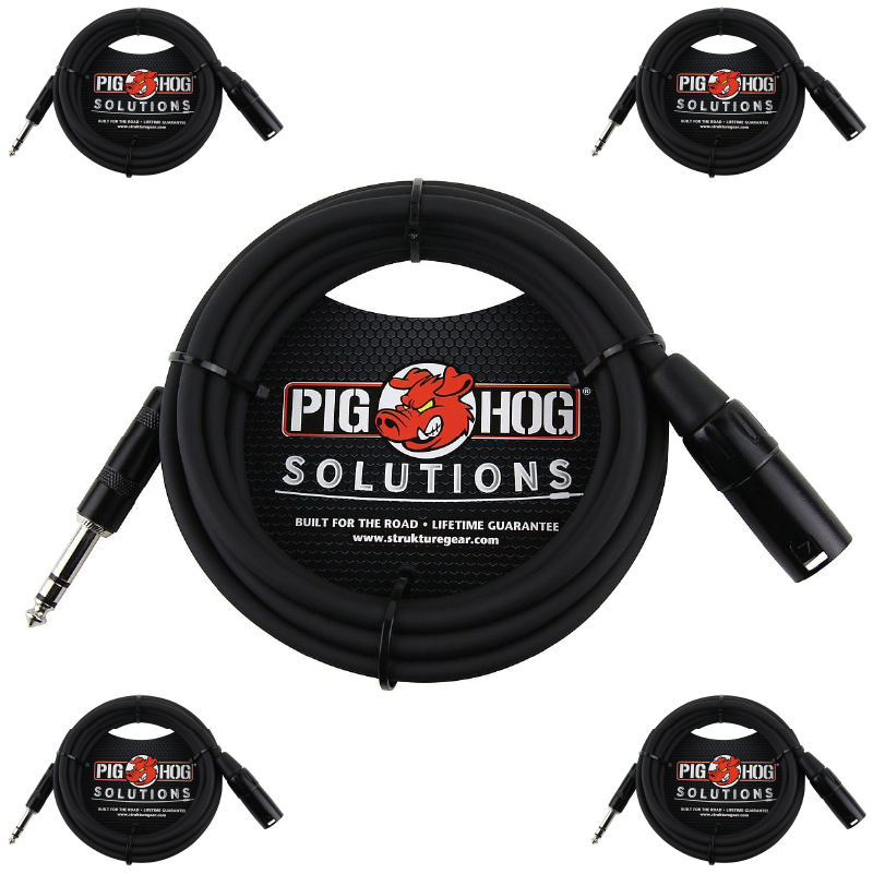 10ft TRS Male to XLR Male Shielded Balanced Cable Pig Hog Solutions