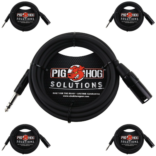 10ft TRS Male to XLR Male Shielded Balanced Cable Pig Hog Solutions