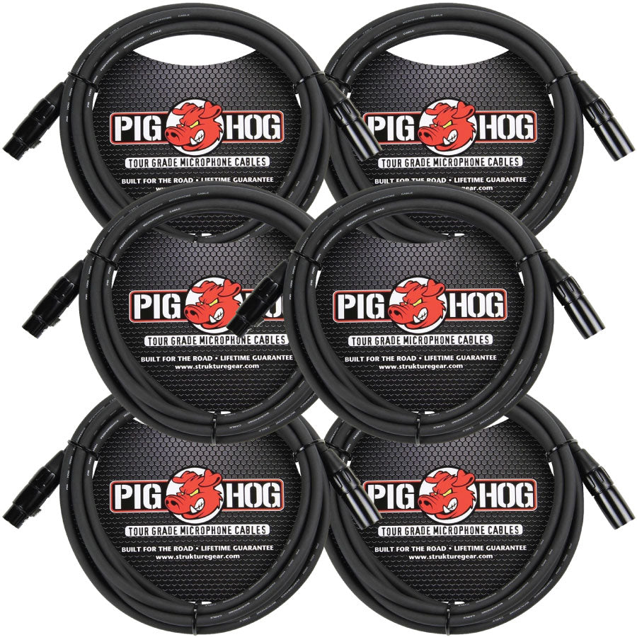 8mm Microphone Cable 15FT XLR 6 Pack PIG Hog PHM15