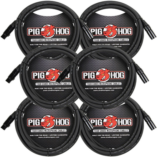 8mm Microphone Cable 15FT XLR 6 Pack PIG Hog PHM15